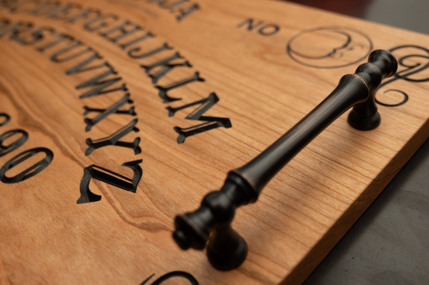 Ouija Board Serving Tray with 4 Planchette Coasters - Cherry