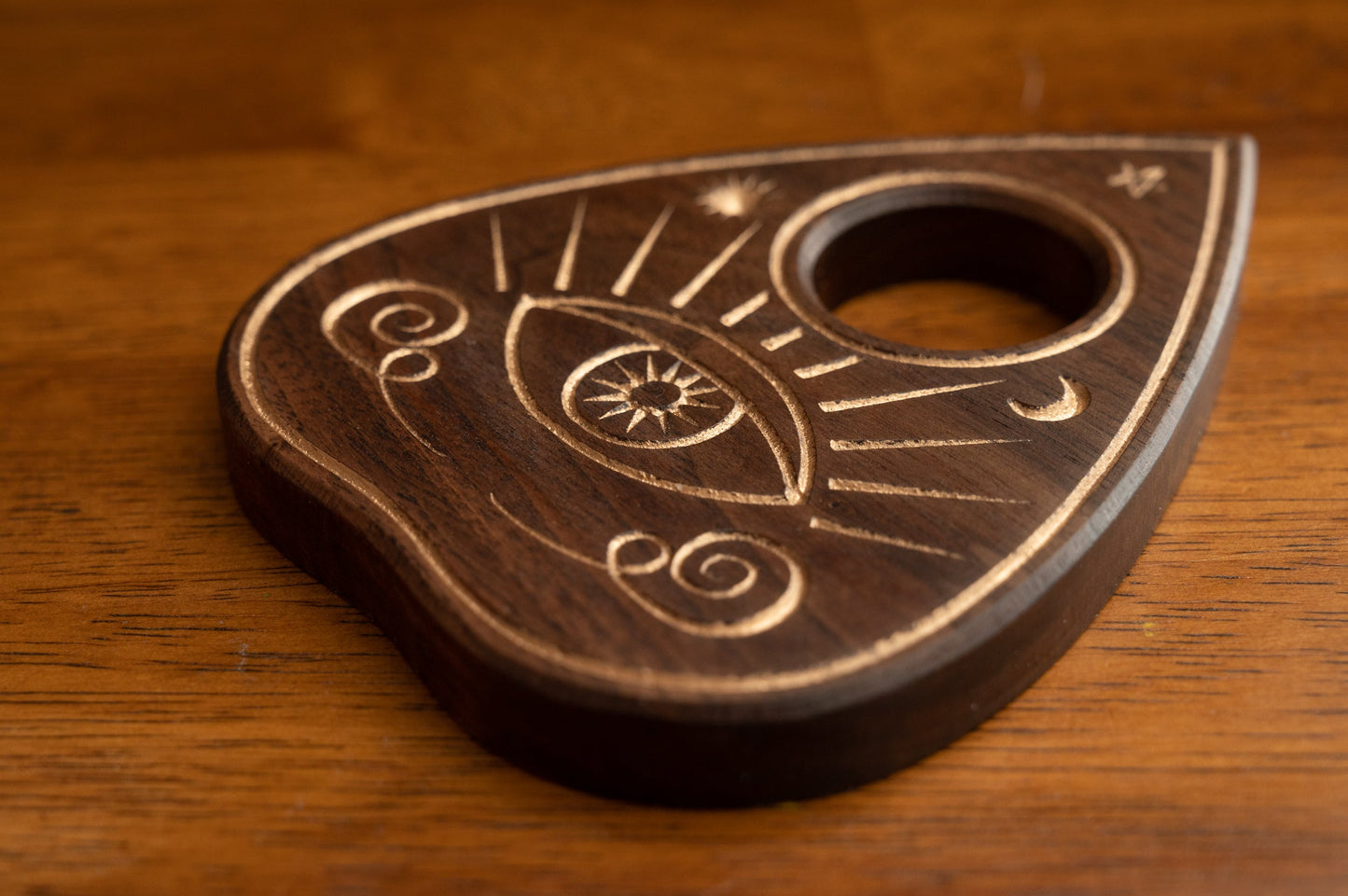 Ouija Planchette Coasters - Wooden Planchette Coasters - Coasters for Halloween Party