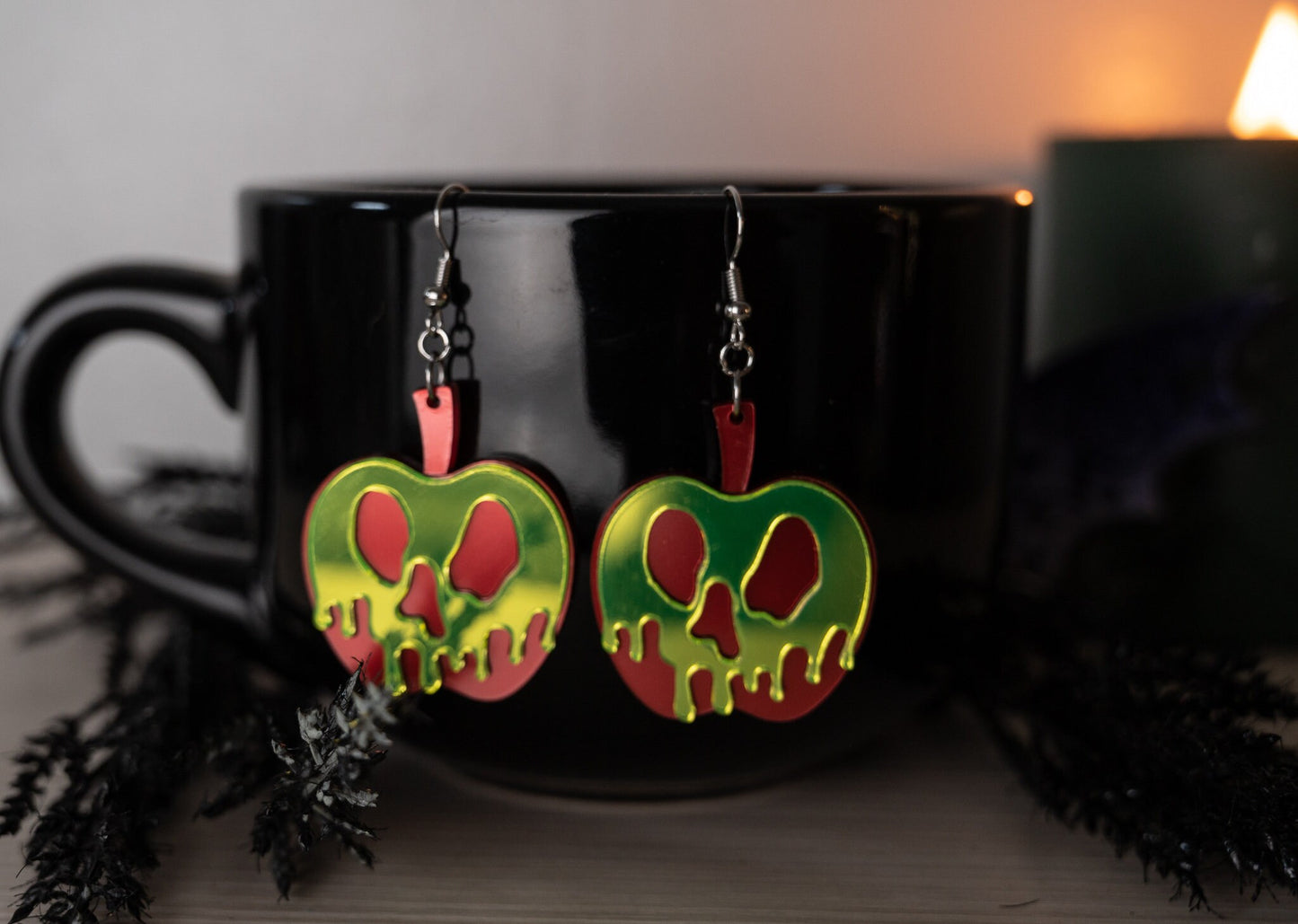 Poison Apple Halloween Earrings - Evil Queen Earrings - Fun Cute Halloween Earrings