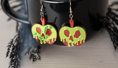 Poison Apple Halloween Earrings - Evil Queen Earrings - Fun Cute Halloween Earrings