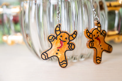 Krampus Gingerbread man earrings