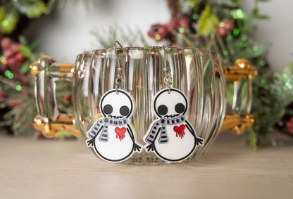 Creepy Snowman Earrings - Gothic Snowman Dangle Earrings