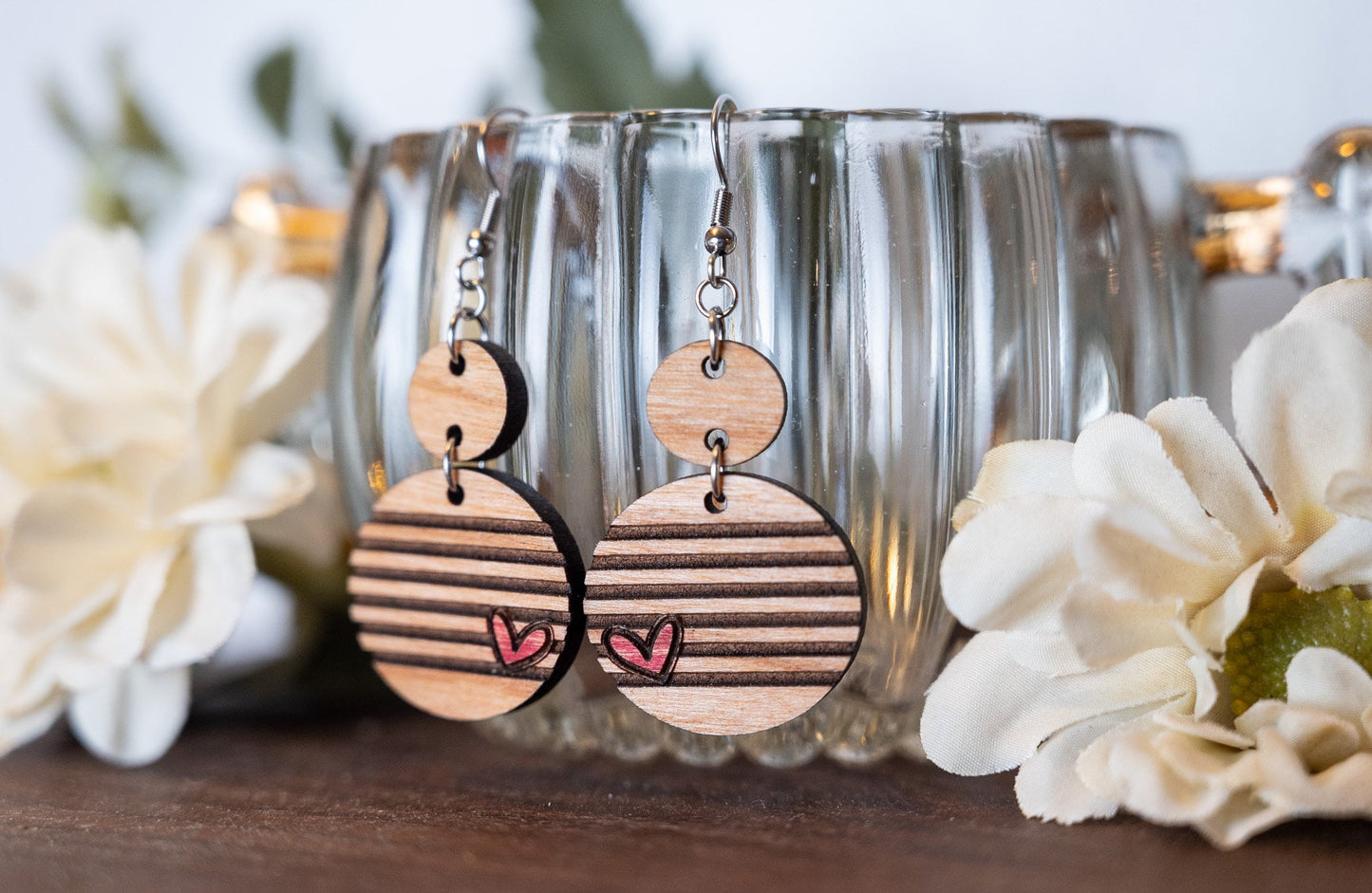 Valentine's Day Heart Earrings - Minimalist Heart Dangle Earrings - Valentine Heart Stud Earrings - Mommy and Me Earrings