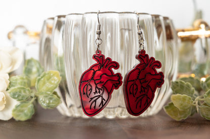 Valentine's Day Anatomical Heart Earrings - Realistic Heart Earrings - Creepy Cute Earrings