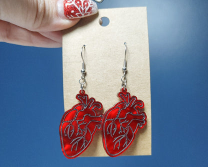 Valentine's Day Anatomical Heart Earrings - Realistic Heart Earrings - Creepy Cute Earrings