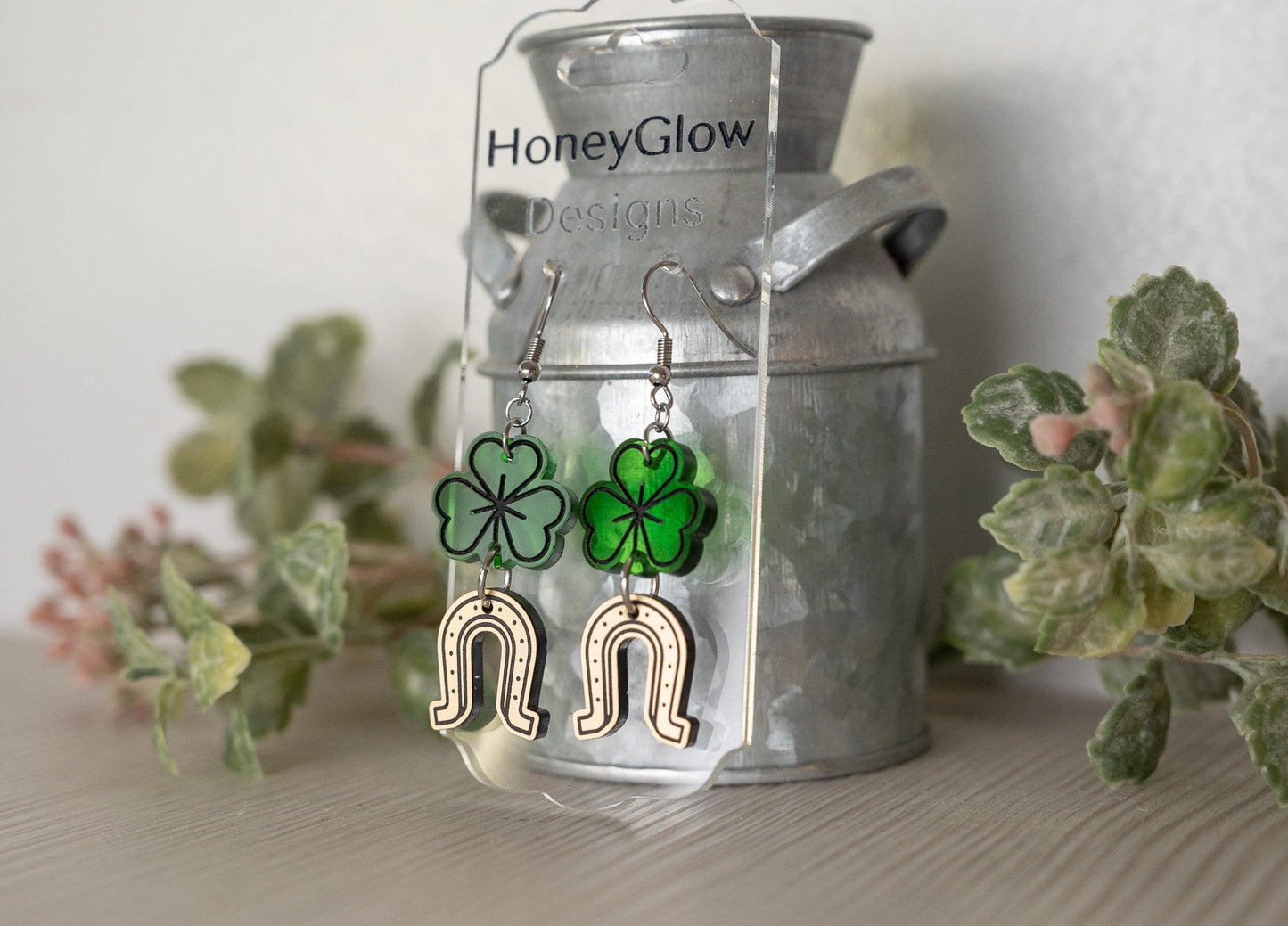 St. Patrick's Day Earrings - St. Patrick's Day Clover and Horseshoe Earrings - Lucky Earrings