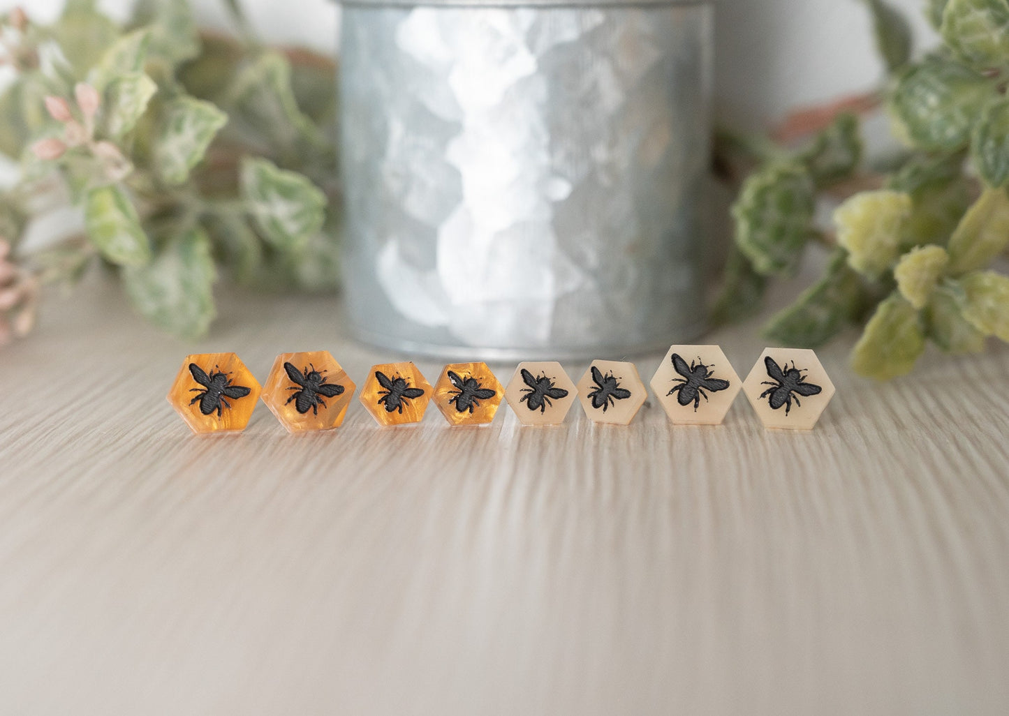 Honeycomb Bee Stud Earrings