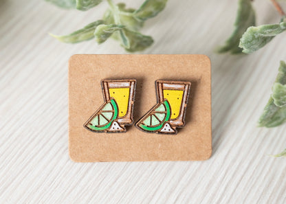 Tequila Shot with Lime Cinco De Mayo Stud Earrings