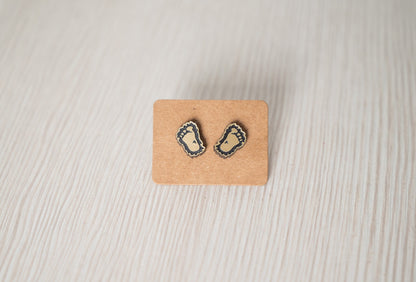 Bigfoot Foot Studs - Bigfoot Earrings - Sasquatch Stud Earrings