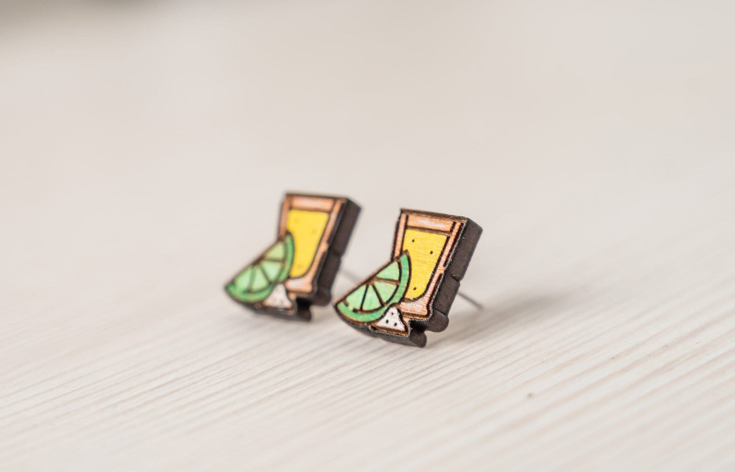 Tequila Shot with Lime Cinco De Mayo Stud Earrings