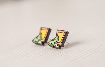 Tequila Shot with Lime Cinco De Mayo Stud Earrings