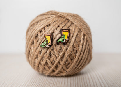 Tequila Shot with Lime Cinco De Mayo Stud Earrings