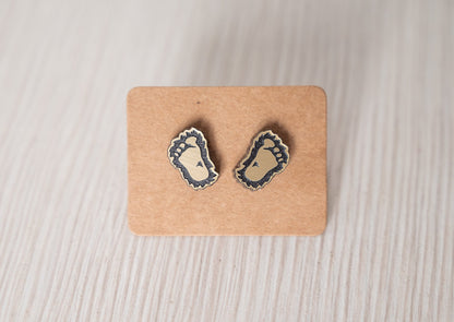 Bigfoot Foot Studs - Bigfoot Earrings - Sasquatch Stud Earrings