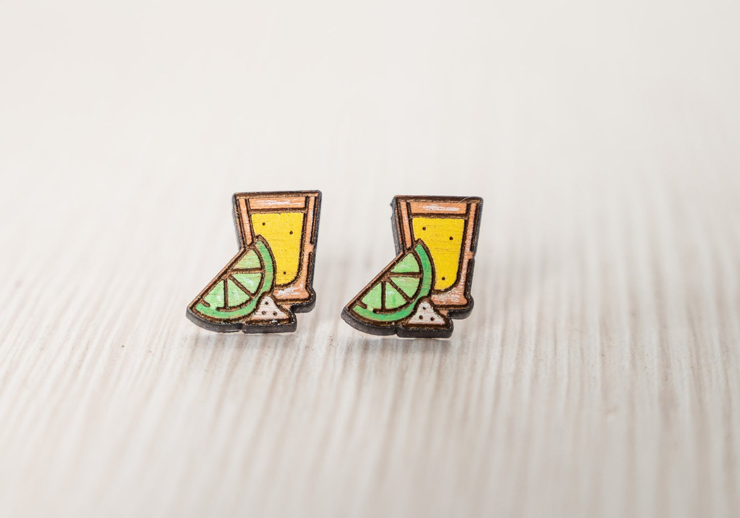 Tequila Shot with Lime Cinco De Mayo Stud Earrings