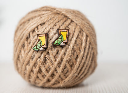 Tequila Shot with Lime Cinco De Mayo Stud Earrings