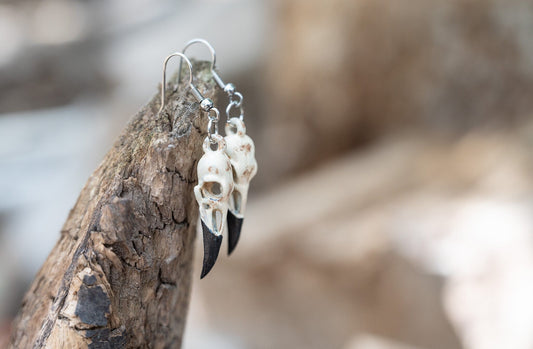 Raven Skull Earrings - Bird Skull Earrings - Gothic Earrings - Skull Bone Earrings