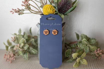 Honeycomb Bee Stud Earrings