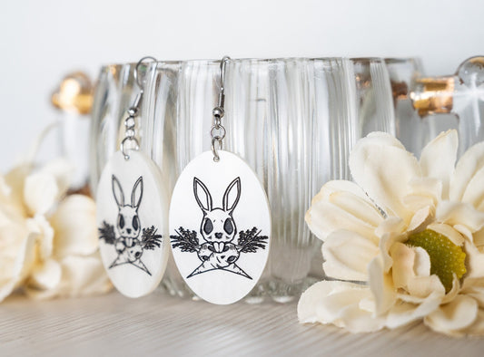 Bunny Skull Earrings/ Gothic Easter Earrings