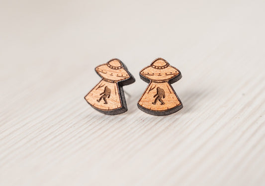 UFO Bigfoot Stud Earrings/Paranormal Stud Earrings