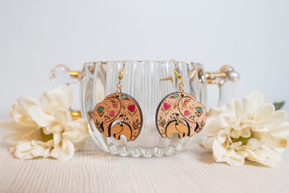 Floral Mom Elephant Earrings