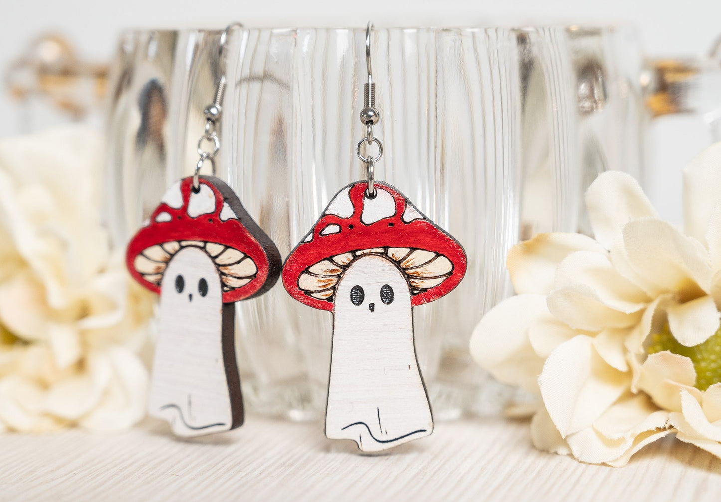 Halloween Earrings - Mushroom Ghost Earrings - Halloween Ghost Earrings