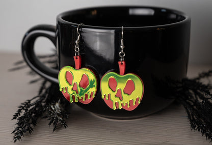 Poison Apple Halloween Earrings - Evil Queen Earrings - Fun Cute Halloween Earrings