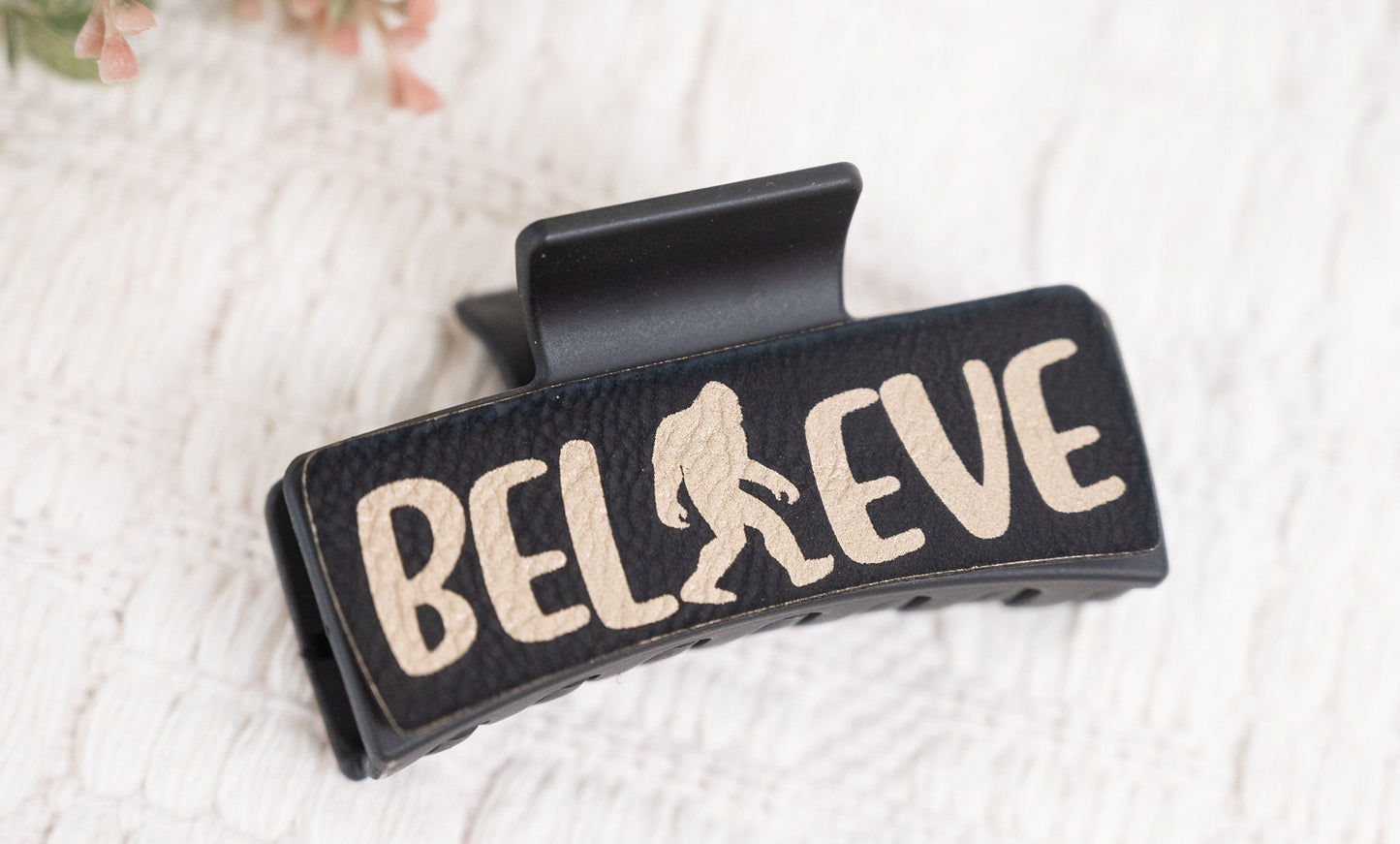 Bigfoot Believe Pattern Hair Claw Clip