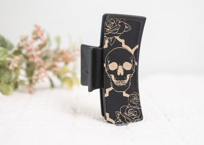 Skull with Rose Pattern Hair Claw Clip