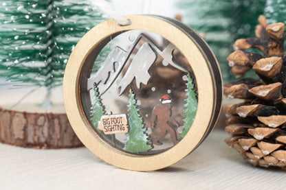 Bigfoot layered Christmas Ornament