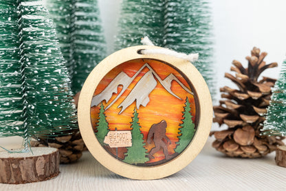 Bigfoot layered Christmas Ornament