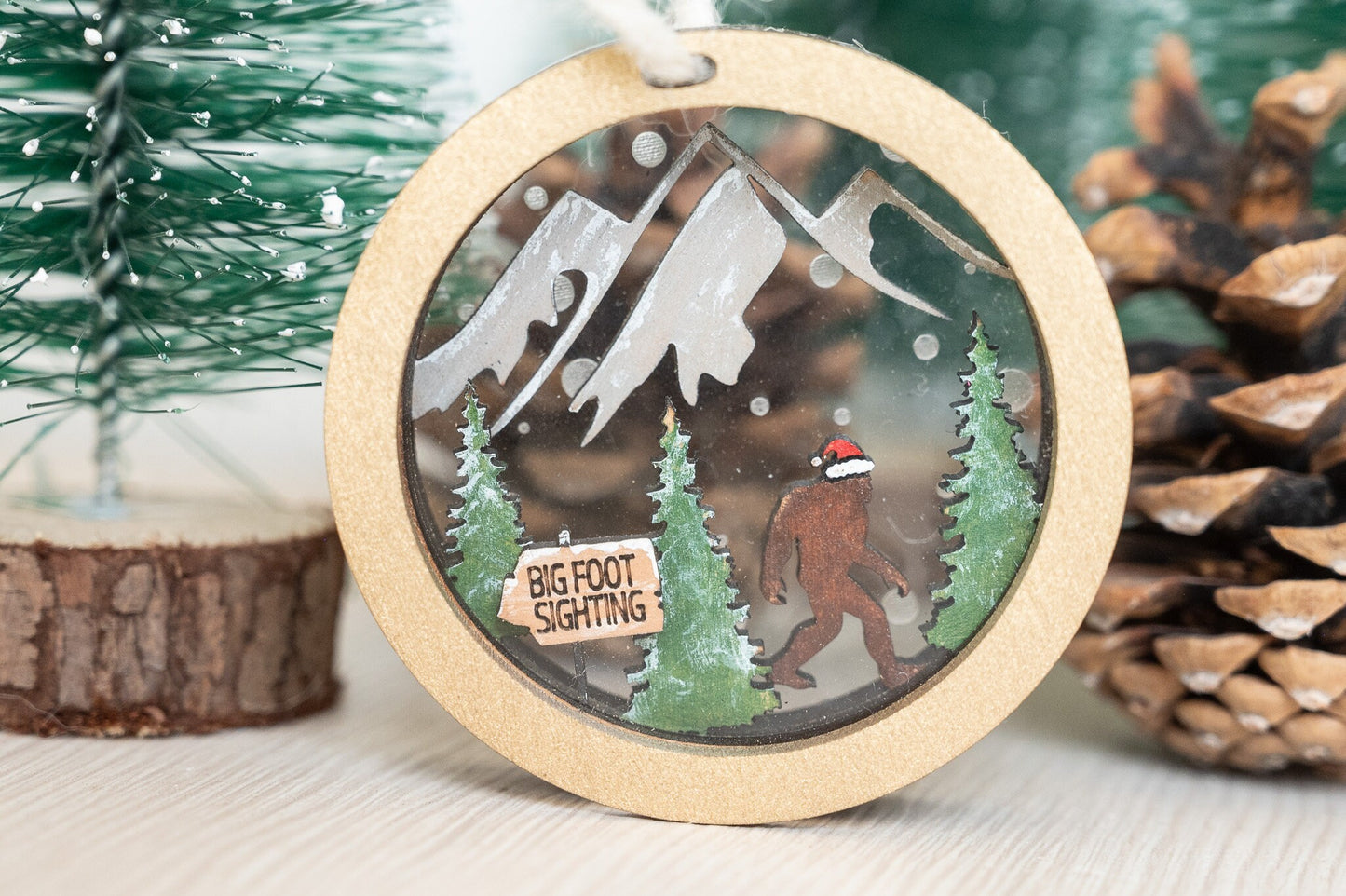 Bigfoot layered Christmas Ornament