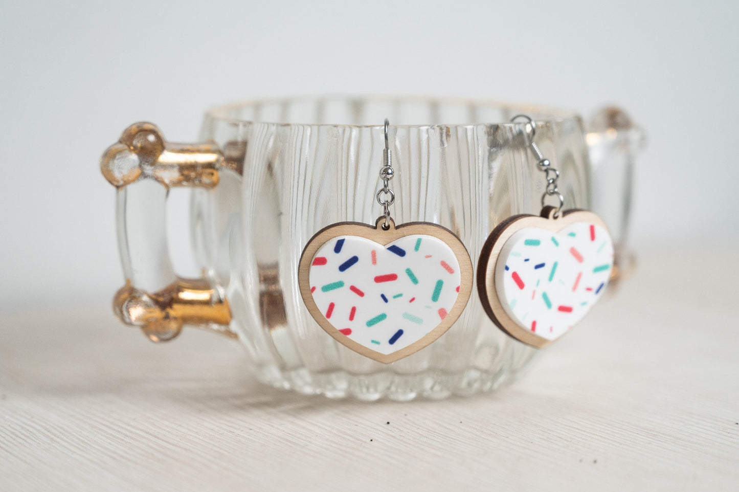 Valentine's Day Heart Shaped Cookie Earrings - Kids Heart Earrings - Sugar Cookie Earrings