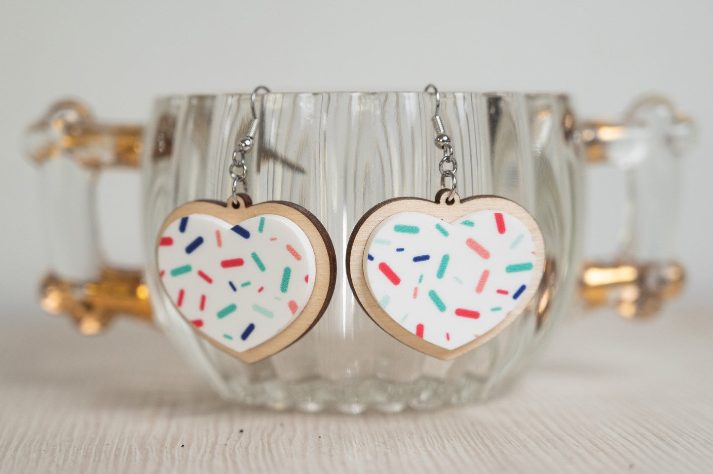 Valentine's Day Heart Shaped Cookie Earrings - Kids Heart Earrings - Sugar Cookie Earrings