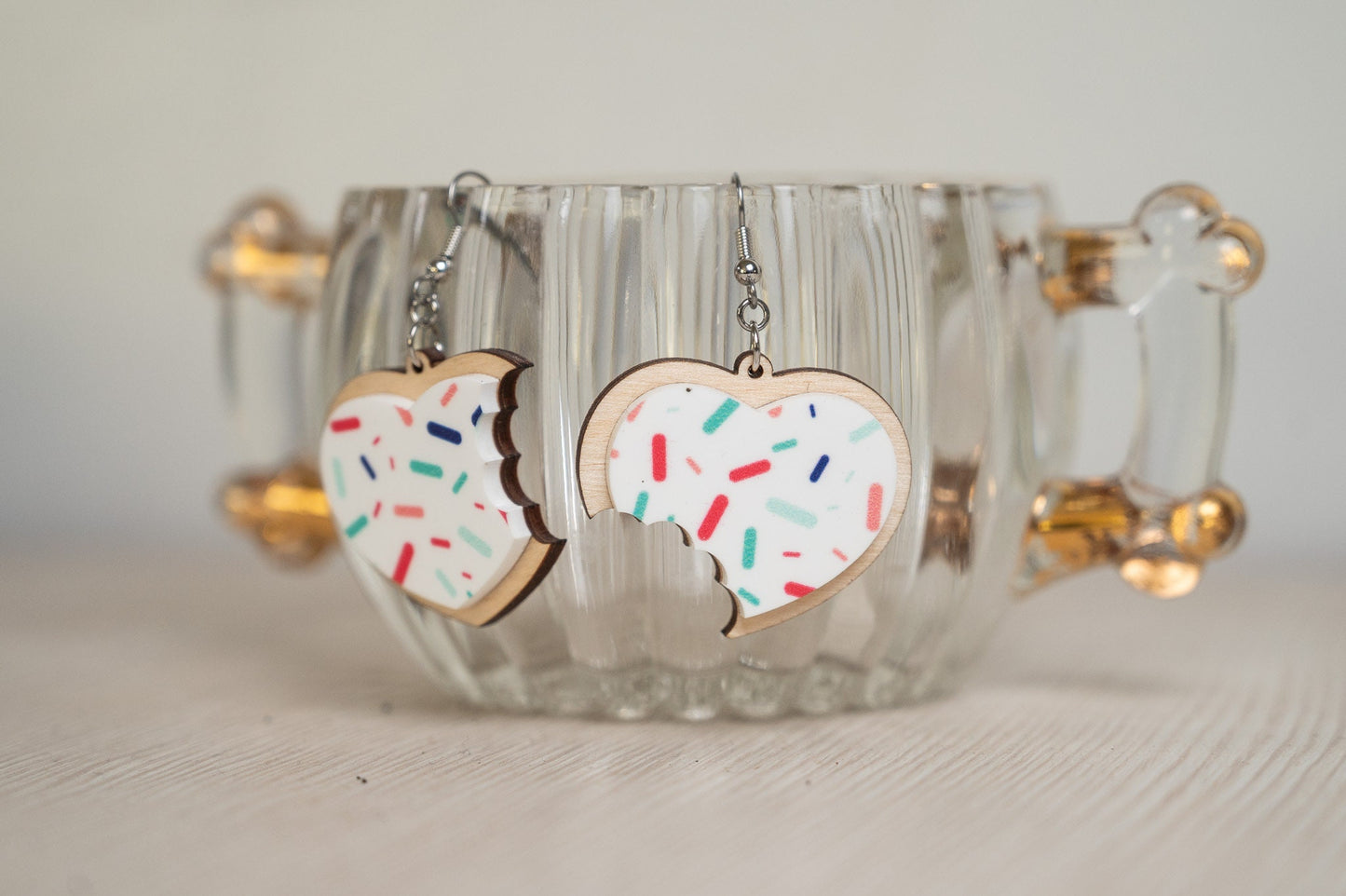 Valentine's Day Heart Shaped Cookie Earrings - Kids Heart Earrings - Sugar Cookie Earrings