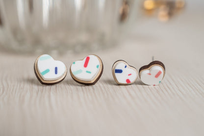 Valentine's Day Heart Shaped Cookie Earrings - Kids Heart Earrings - Sugar Cookie Earrings