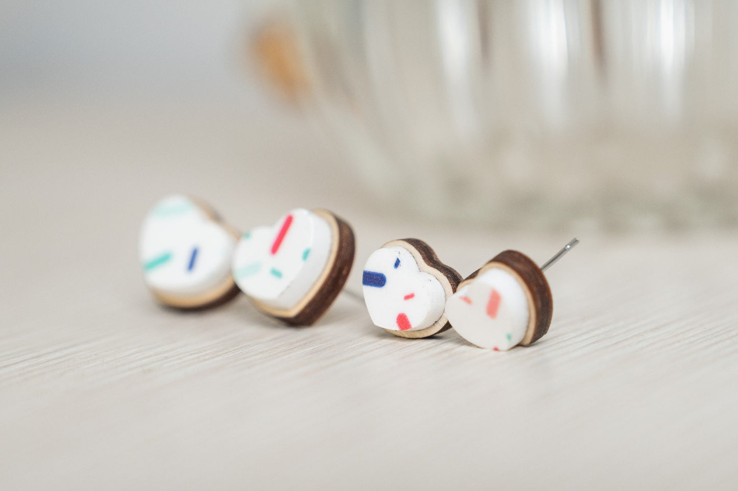 Valentine's Day Heart Shaped Cookie Earrings - Kids Heart Earrings - Sugar Cookie Earrings