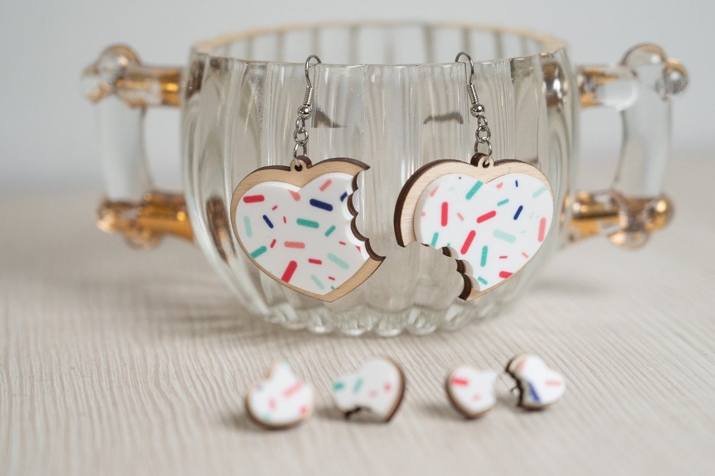 Valentine's Day Heart Shaped Cookie Earrings - Kids Heart Earrings - Sugar Cookie Earrings