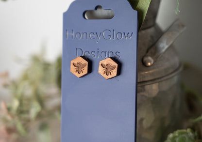 Honeycomb Bee Stud Earrings