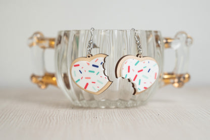 Valentine's Day Heart Shaped Cookie Earrings - Kids Heart Earrings - Sugar Cookie Earrings