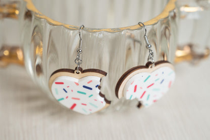 Valentine's Day Heart Shaped Cookie Earrings - Kids Heart Earrings - Sugar Cookie Earrings