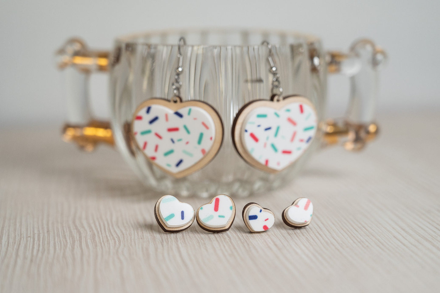 Valentine's Day Heart Shaped Cookie Earrings - Kids Heart Earrings - Sugar Cookie Earrings