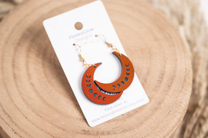 Moon Earrings - Iridescent Moon Phases