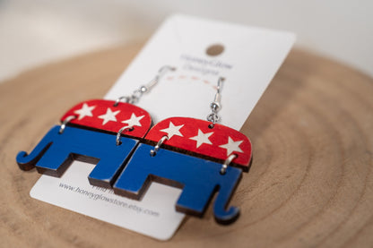 Republican Elephant Earrings- Patriotic Earrings