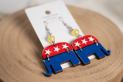 Republican Elephant Earrings- Patriotic Earrings