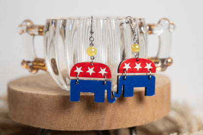 Republican Elephant Earrings- Patriotic Earrings