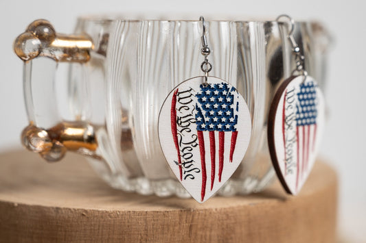 We The People Ripped Flag Earrings-4th of July Earrings-Patriotic Earrings