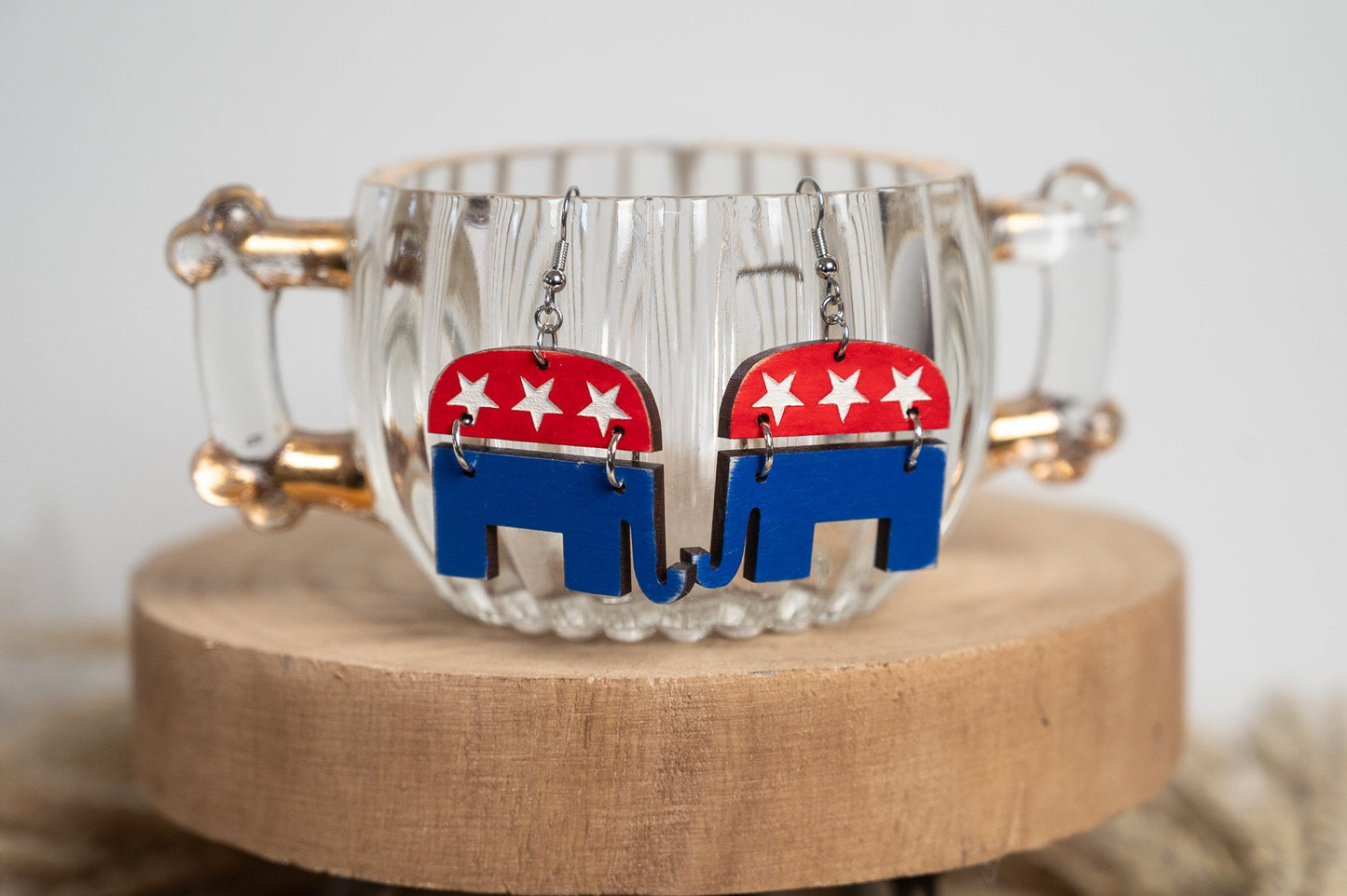 Republican Elephant Earrings- Patriotic Earrings