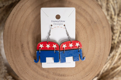 Republican Elephant Earrings- Patriotic Earrings