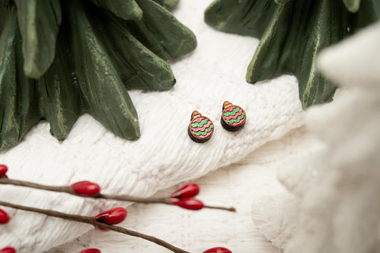 Christmas Ornament Stud Earrings - Holiday Winter Earrings Studs - Christmas Earrings Gift for Mom and Daughter