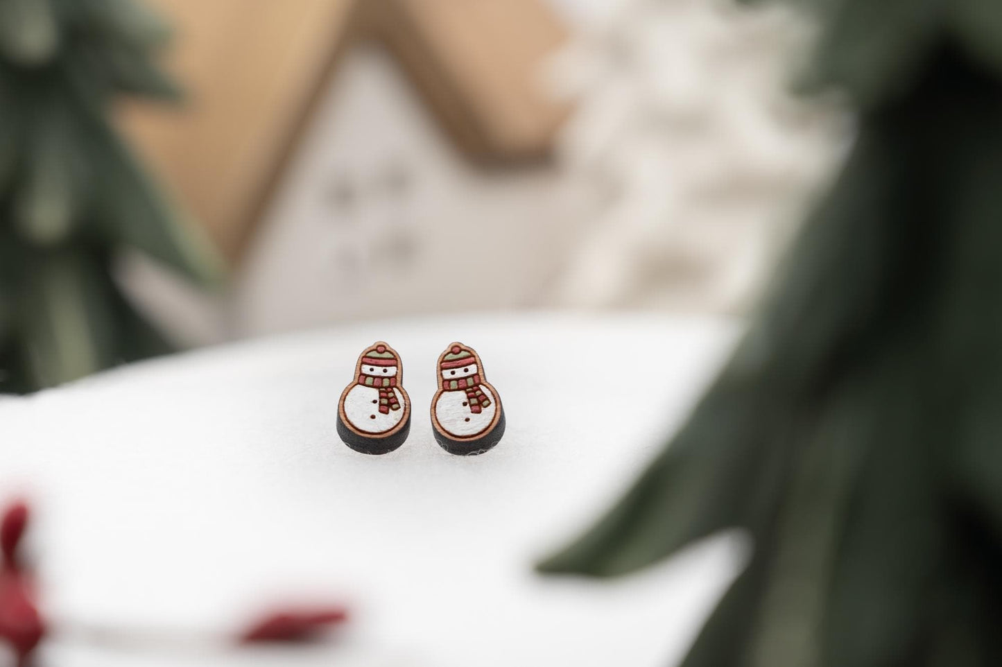 Christmas Snowman Stud Earrings - Simple Snowman Earrings - Cute Snowman Stud Earrings for Girls